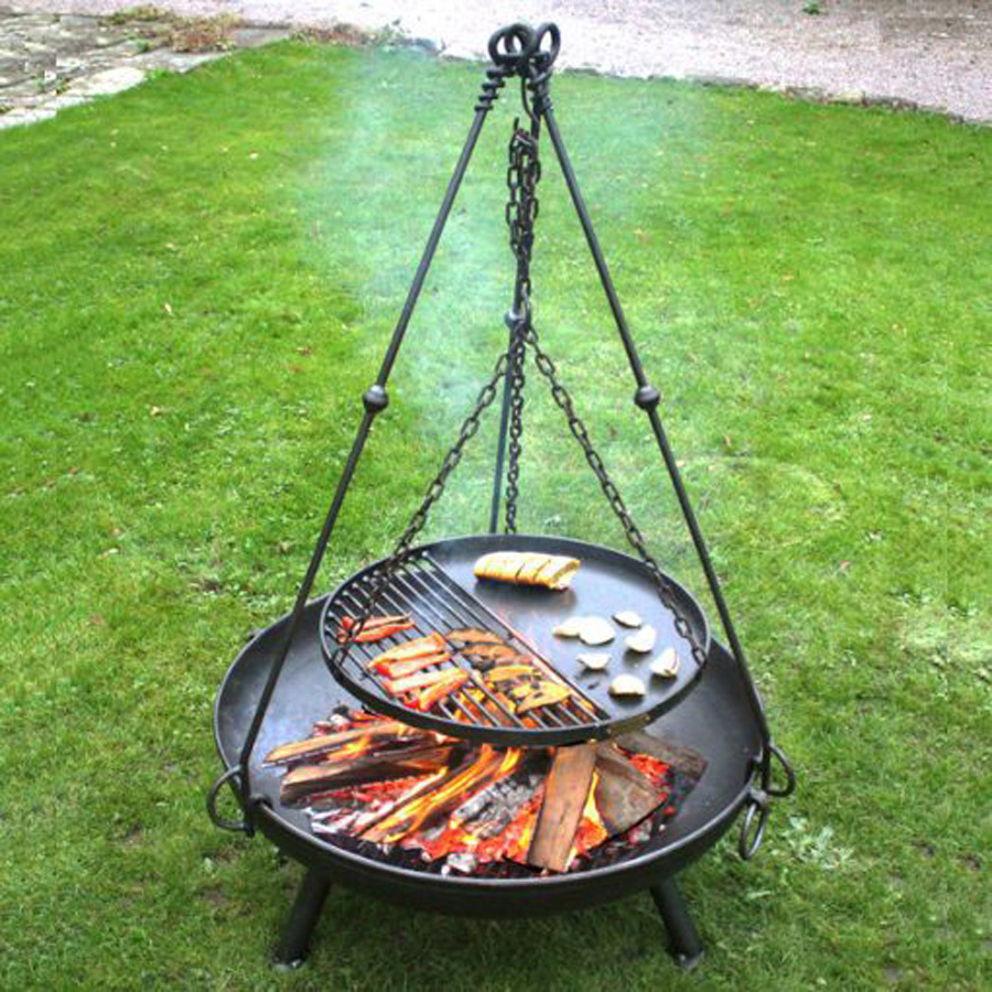 Fire Pit Cooking Swing Grate Height Adjustable Garden Tripod  Balcony Hanging Chain Bbq Grill