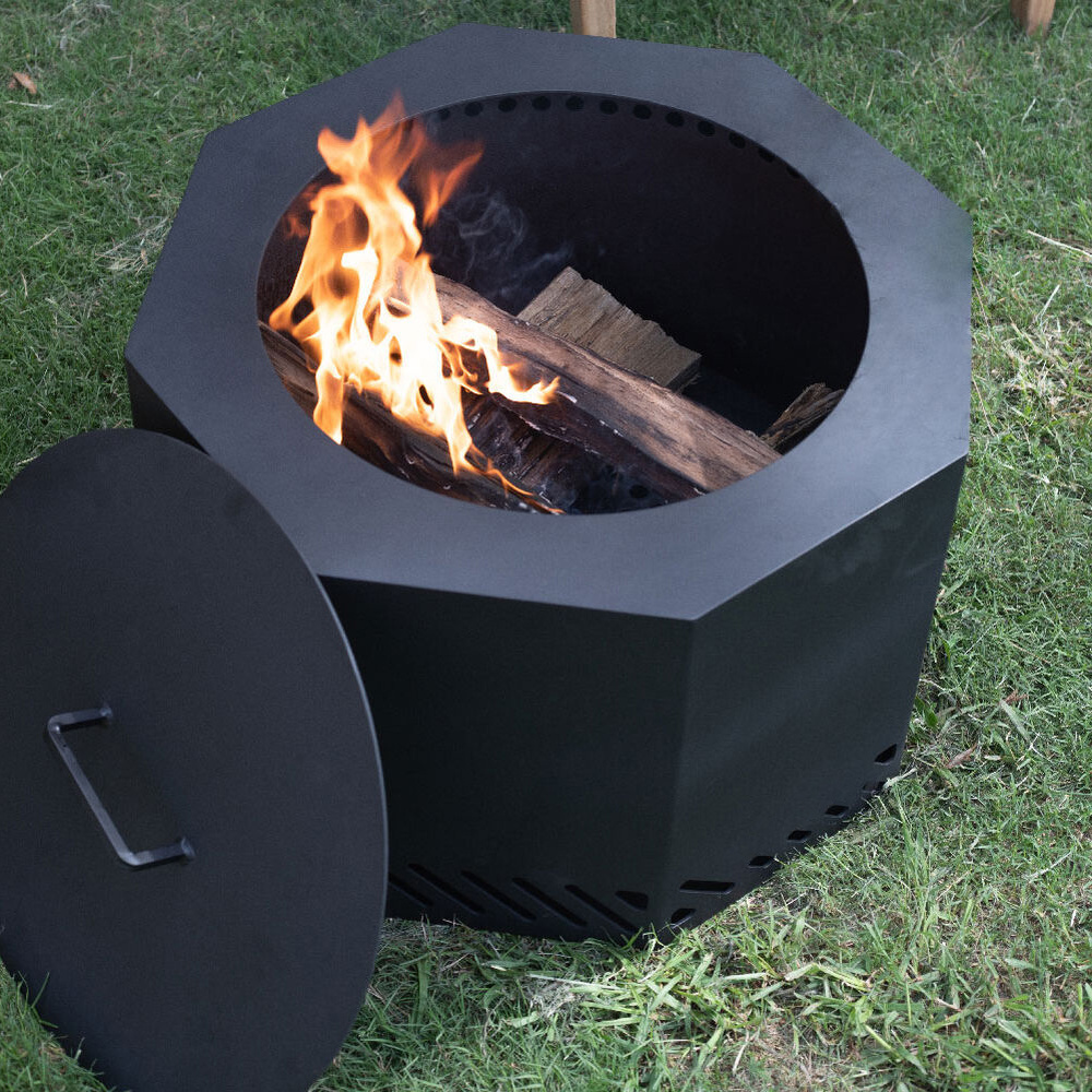 Custom Charcoal Camping Fire Pit 24 Inch Outdoor Carbon Corten Steel Wood Burning Smokeless Bonfire Fire Pit