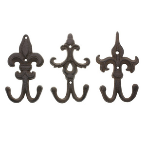 Wholesale Decorative Industrial Vintage Black Wall Mount Cast Iron Coat And Hat Hooks