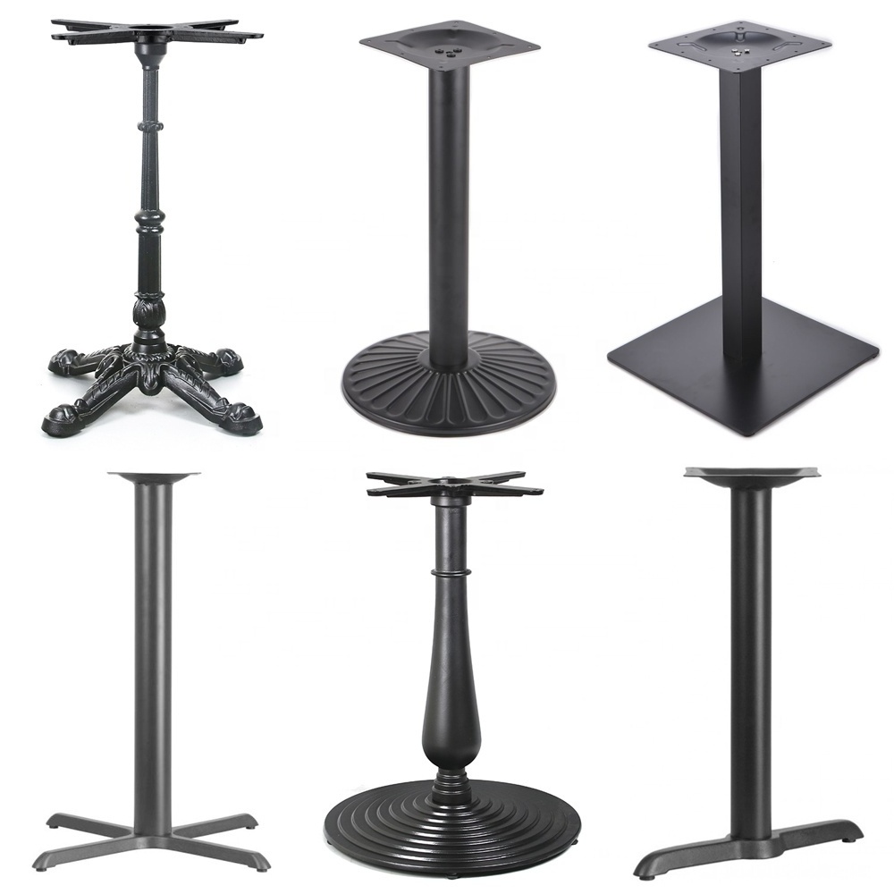 Custom Wholesale Pedestal Furniture Legs Adjustable Cast Iron Stainless Steel Coffee Dining Bar Metal Table Base