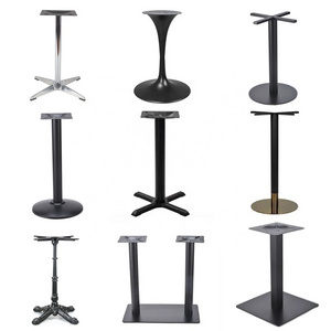 Custom Wholesale Pedestal Furniture Legs Adjustable Cast Iron Stainless Steel Coffee Dining Bar Metal Table Base