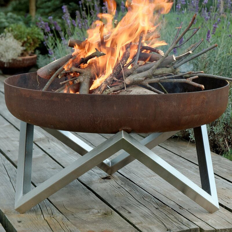 BBQ Grill Garden Patio Kitchen Luxury Corten Steel Table Tall Gas Burner Outdoor Fire Pit Bowl