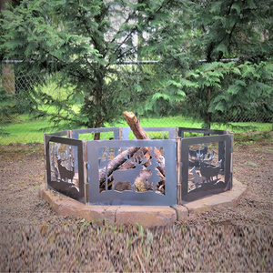 Patio Garden Furniture Set  Tabletop Barbecu Grill Outdoor Corten Steel Fire Pit