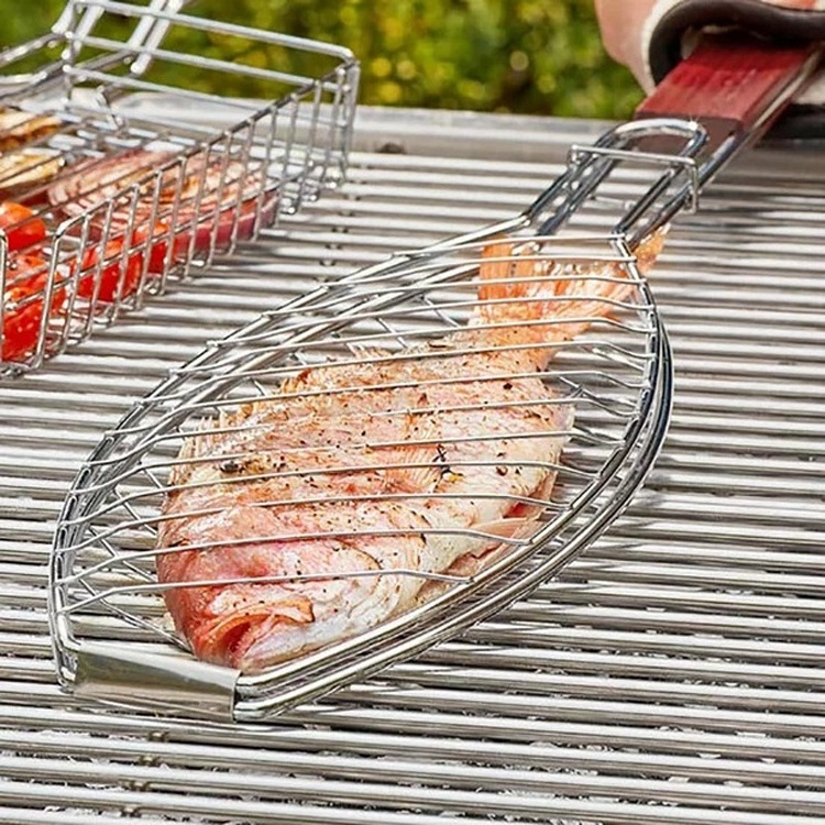 Heat Resistant Nonstick Barbecue Reusable Bbq Rotisserie Sausage Fish Bbq Grill Basket