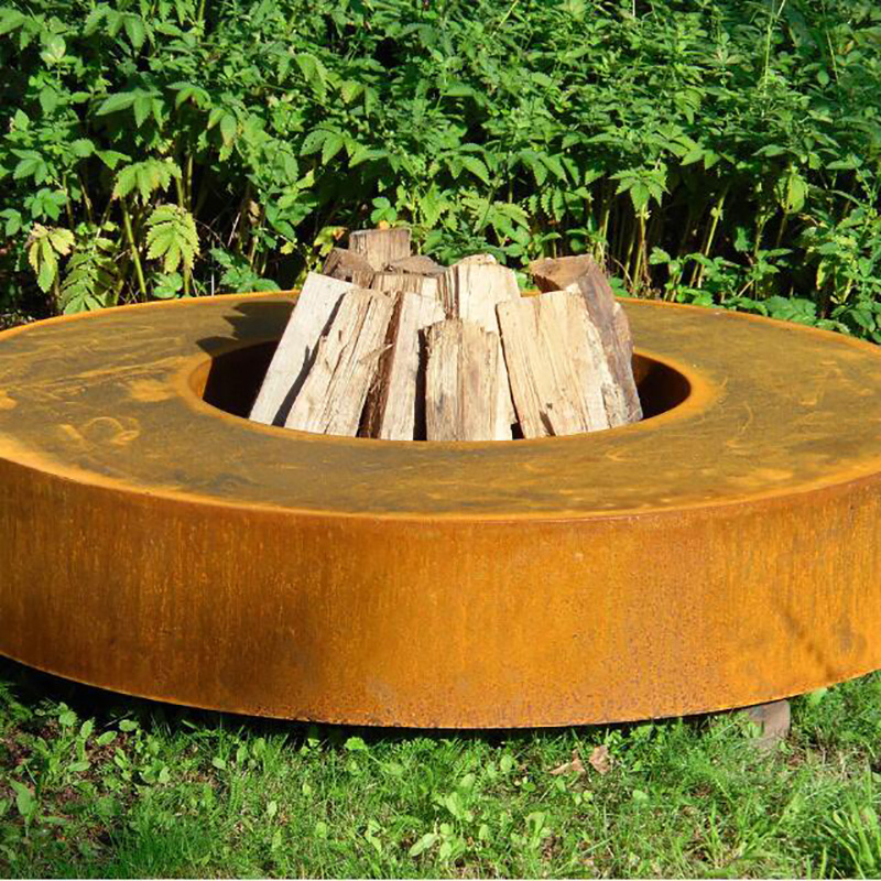 Corten Steel Fireplace Outdoor Patio Decorative Heater Rusty Metal Wood Burning Fire Bowl Fire Pit Table