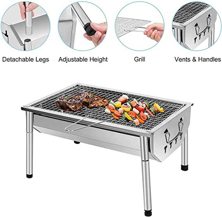 Manufacturer Custom Suit For 3-5 People Outdoor Portable Stainless Steel Folding Campfire Barbecue Tabletop Grill