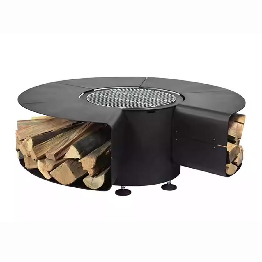 Manufacturers Custom Outdoor Corten Garden Decorative Steel Firepit Wood Burning Smokeless Fire Pit Table with BBQ Grill