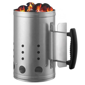 Easily Clean Stainless Steel Chimney BBQ Fire Charcoal Starter Barbecue Fire Lighter with Plastic Handle