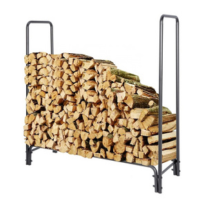 Firewood Rack 4-foot Heavy Duty Metal Wood Storage Log Holder for Fireplace Indoor Fire Wood Storage Stacker Stand