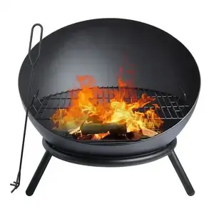 New Design Sphere Open Side Camping Firepit Fire Bowl Outdoor Wood Burners Fire Pits with Tripod Stand