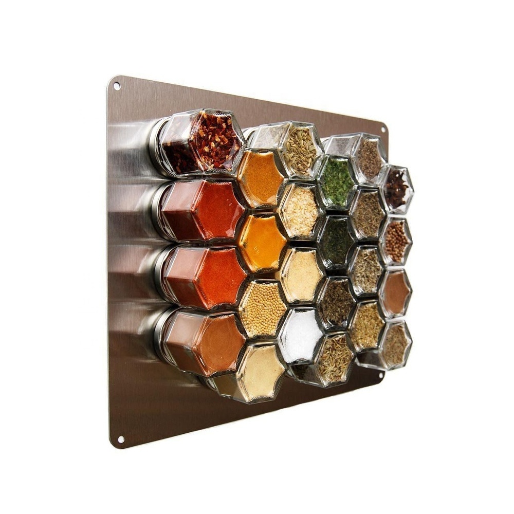 Dropshipping Supplier 12 20 32 Jars Shelf Organize Stainless Steel Magnetic Spice Rack For Refrigerator