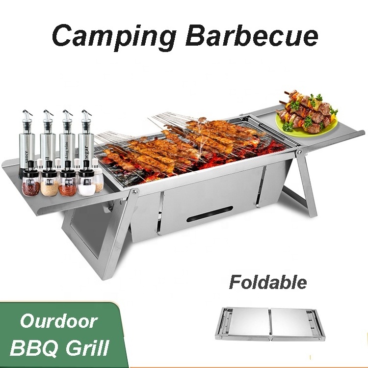 Customized Professional Barbecue Charcoal With Grill Stainless Steel Hot Sale Outdoor Foldable Tabletop Charcoal Bbq Grills