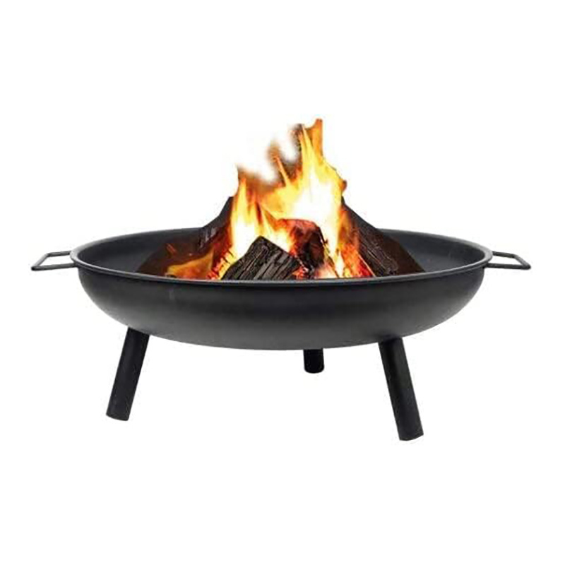 Custom 60cm Outdoor Metal Black Round Portable Charcoal Steel Fire Bowl Camp Fire Pit with 3 Legs