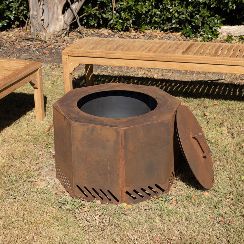 Custom Charcoal Camping Fire Pit 24 Inch Outdoor Carbon Corten Steel Wood Burning Smokeless Bonfire Fire Pit