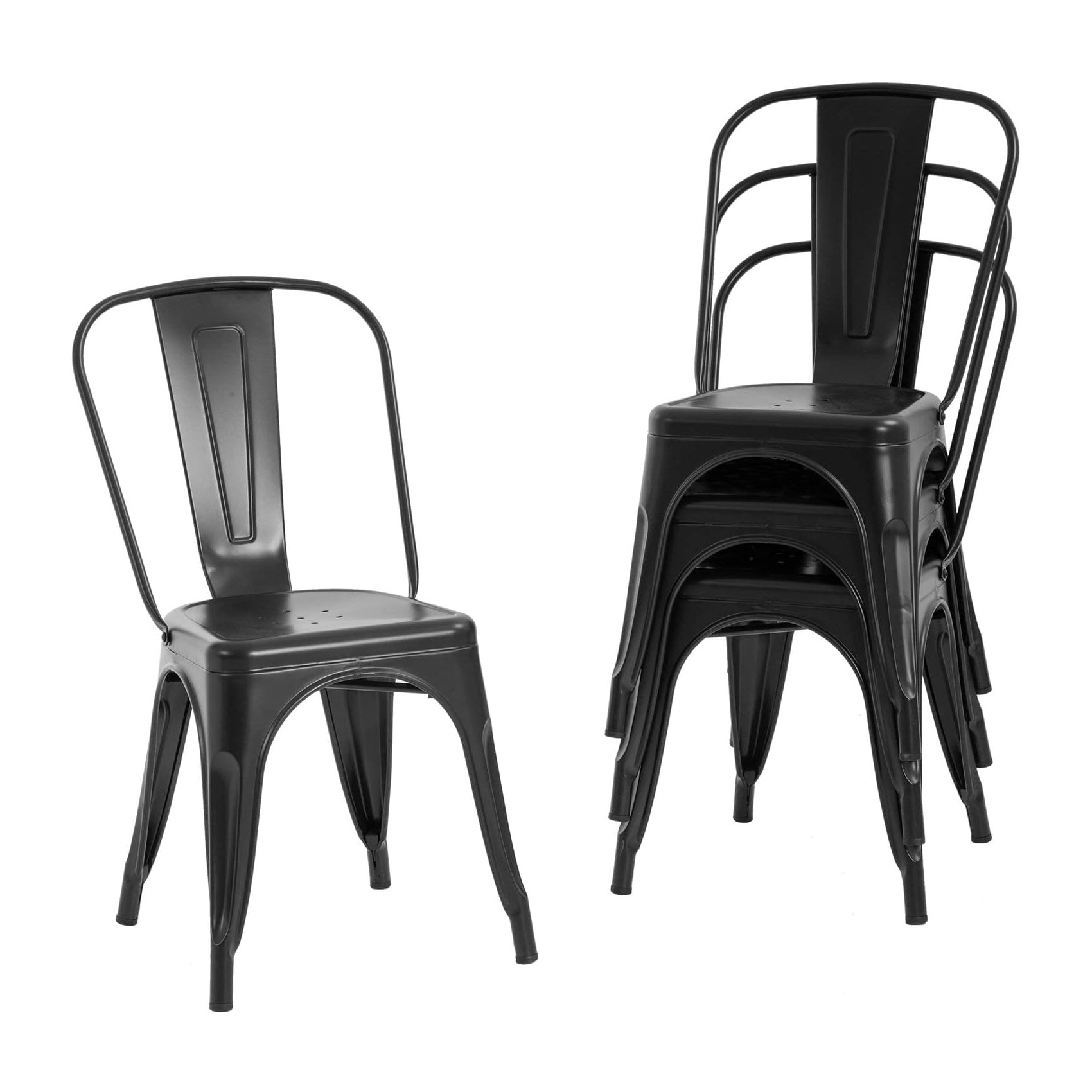 Black Outdoor Metal Leg Restaurant Outdoor Metal Dining Chairs