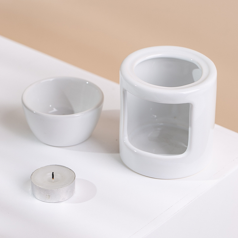 Wholesale Modern Custom 2 In 1 Wax Warmer Aroma round porcelain Ceramic Tea Light Essential Oil Burner