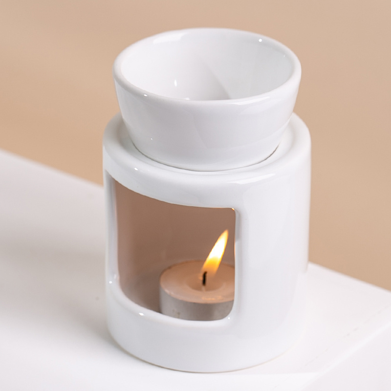 Wholesale Modern Custom 2 In 1 Wax Warmer Aroma round porcelain Ceramic Tea Light Essential Oil Burner