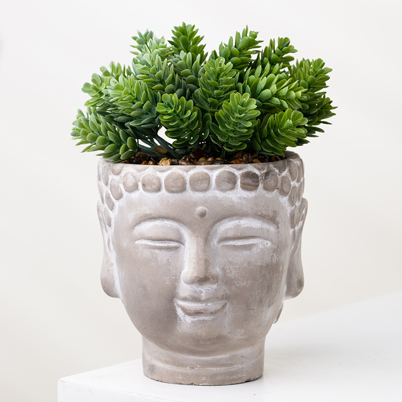 YUANWANG Custom Artificial Potted Plant Buddha Concrete Flower Cement Pots For Plants Mini Succulent Bonsai Pots