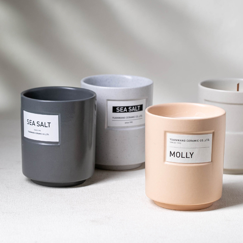 Custom Logo Exclusive Label Candle Container Vessels Empty Ceramic Jars For Candles Luxury Candle Jar Wholesale