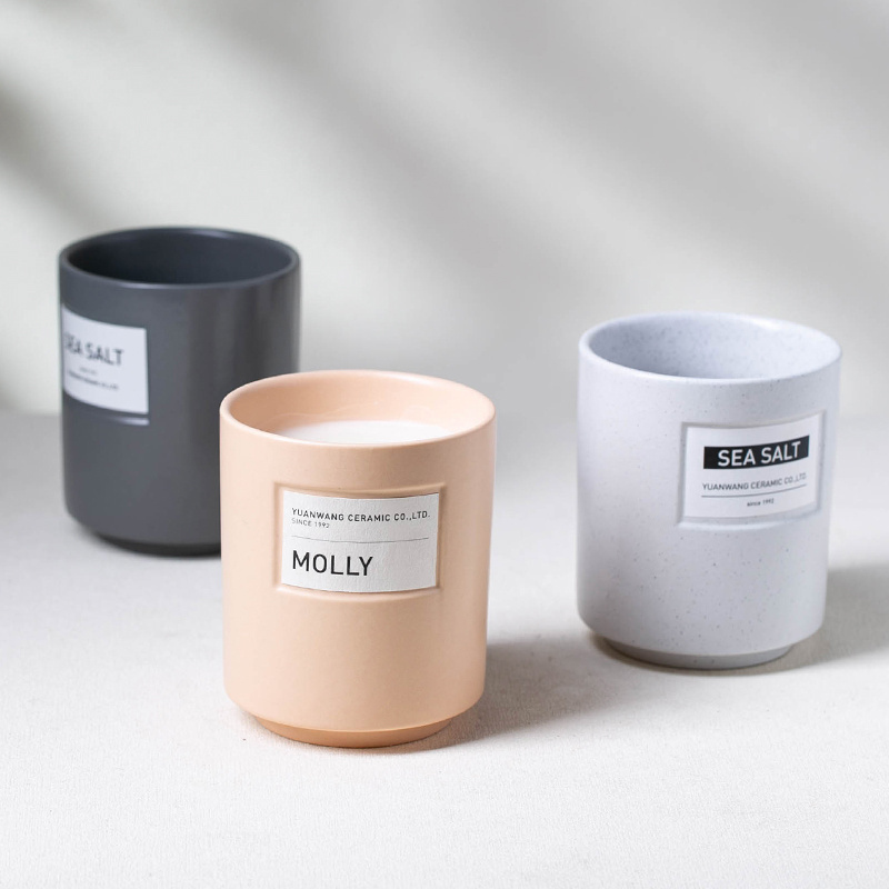 Custom Logo Exclusive Label Candle Container Vessels Empty Ceramic Jars For Candles Luxury Candle Jar Wholesale