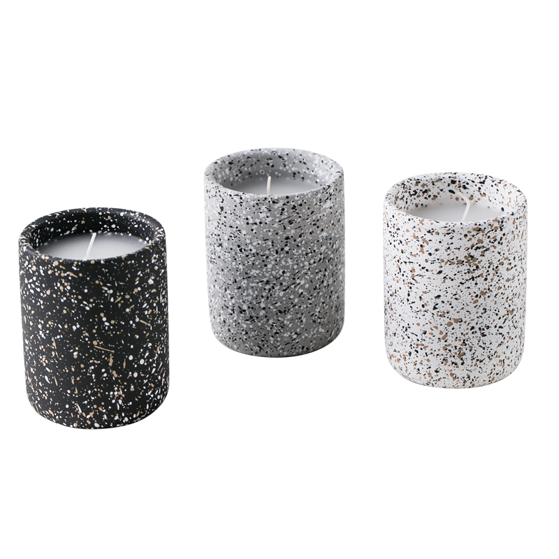 Wholesale Home Decor Luxury Custom Design Solid Fragrance Stone Grain Pattern Ceramic Candle Jar