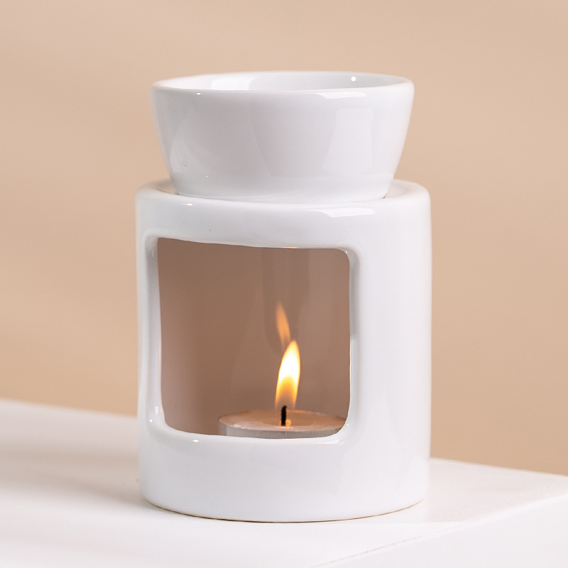 Wholesale Modern Custom 2 In 1 Wax Warmer Aroma round porcelain Ceramic Tea Light Essential Oil Burner