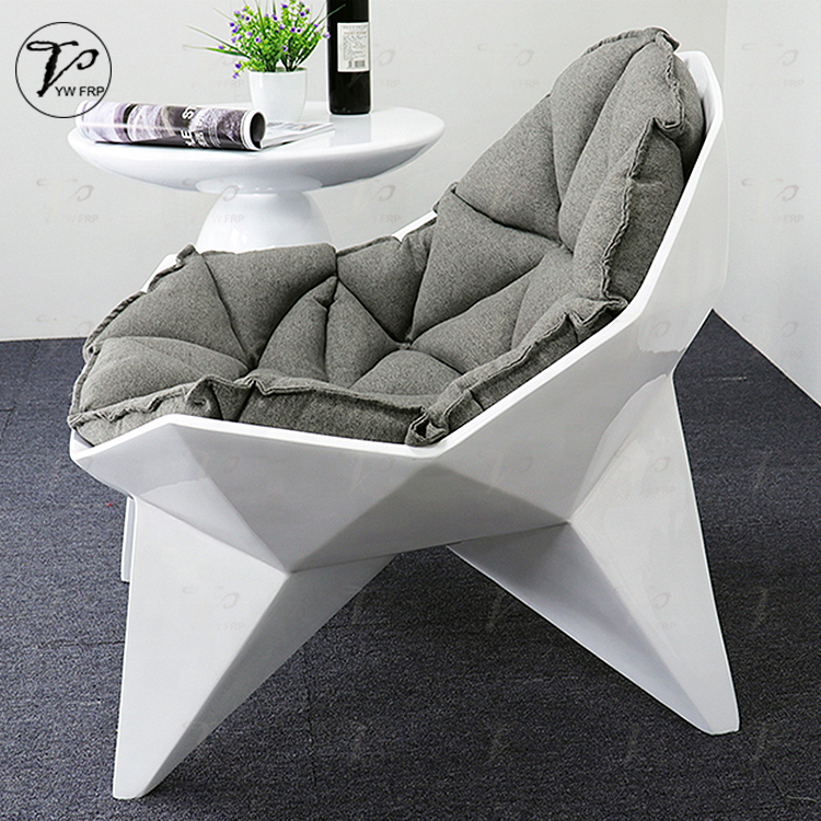 Modern fiberglass diamond throne geodesic dome lounge chair with cushion for living room