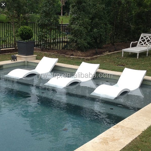 Outdoor ledge  fiberglass sun lounger chaise pool chair in pool  water lounge bed deck chaise lounger for garden