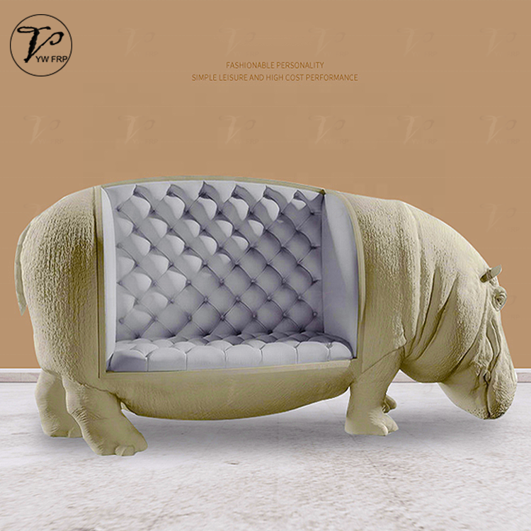 Hippopotamus animal shape fiberglass pu leather lounge sofa chair for living room