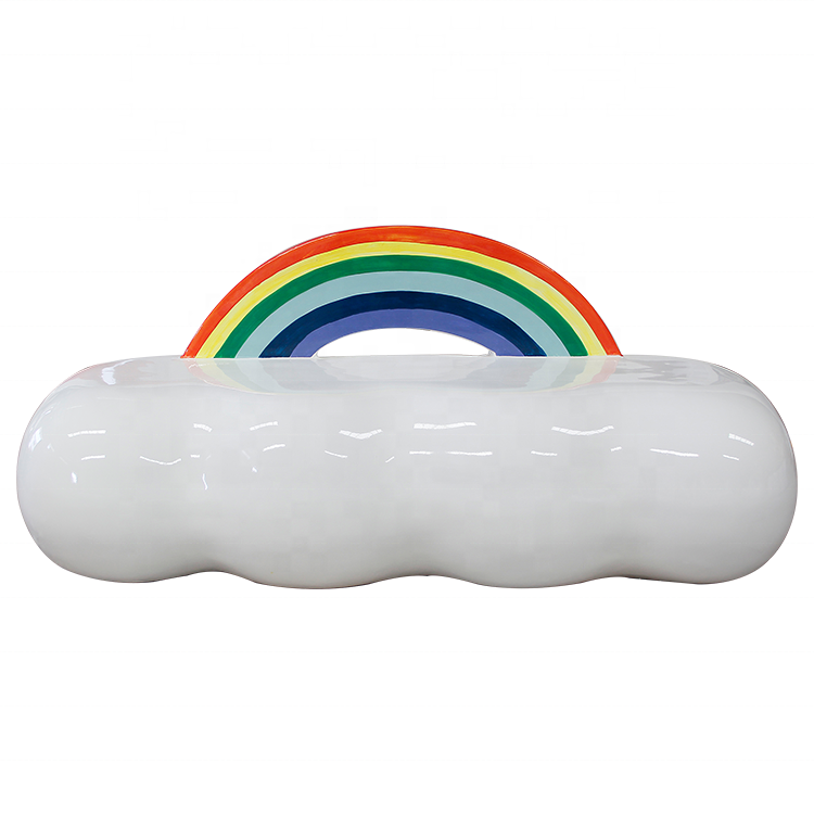 Fancy fiberglass rainbow clouds bench  outdoor patio waiting bench for public sitting area