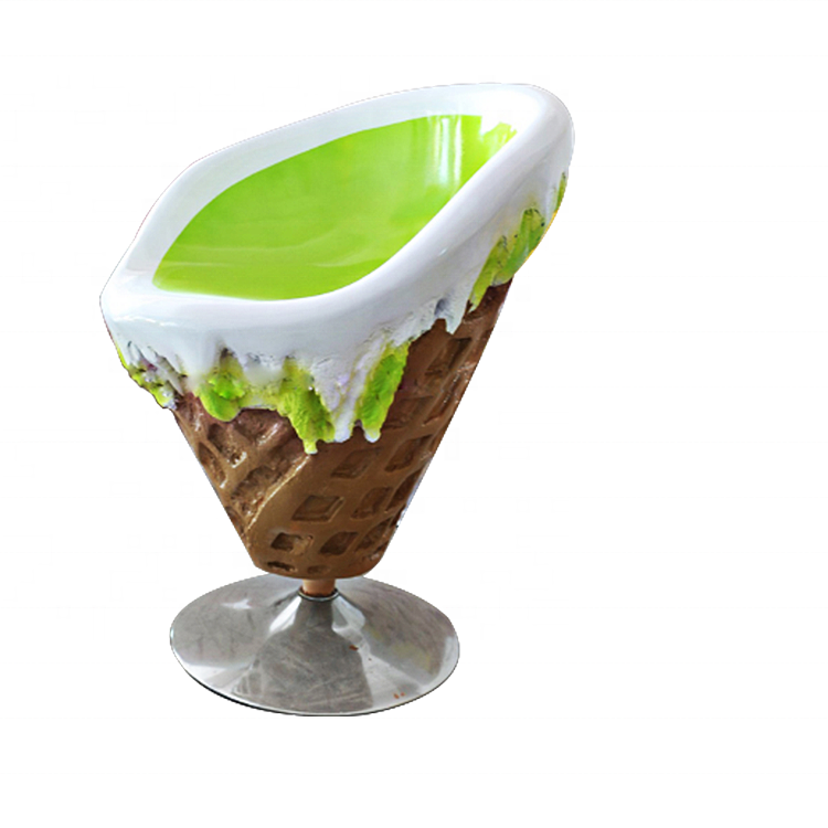 Fiberglass ice cream cone cartoon table and chair sets shop decoration for restaurant furniture