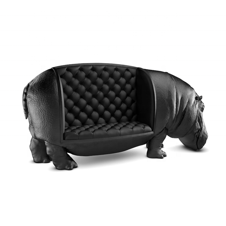 Hippopotamus animal shape fiberglass pu leather lounge sofa chair for living room