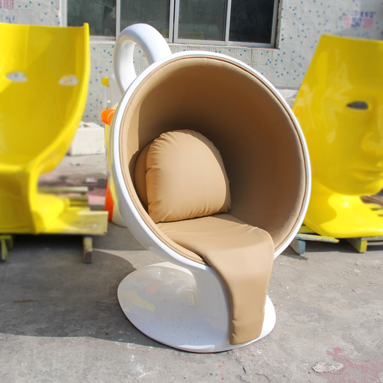 Creative Fiberglass Decoration Coffee Cup Chair Lounge Chair For Shopping Mall