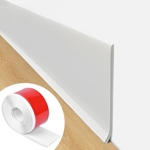 Flexible Baseboard Molding Trim 4 Inch Peel and Stick Vinyl Wall Base Cove Base, Self-Adhesive Rubber Wall Base Moulding Trim