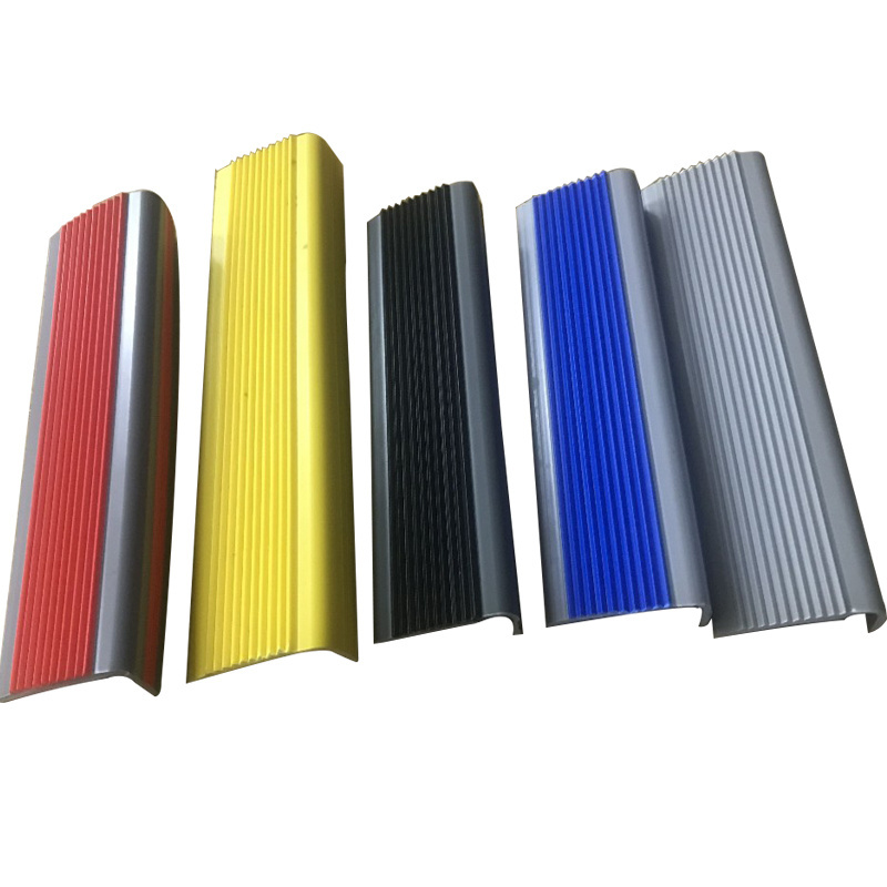 Grey Stair Edge Protector, Non-Slip Rubber Stair Nosing Edge Trim Strips, Non-Slip Stair Tread Pads for Indoor Outdoor Tile Woo