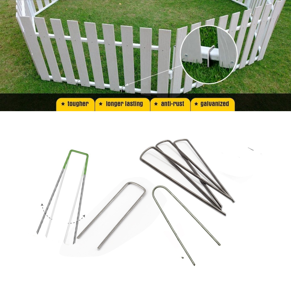 China Factory Wholesale U Shaped Galvanized Metal Pins Nails For Cloth Turf Sod Artificial Grass Garden Landscape Staples