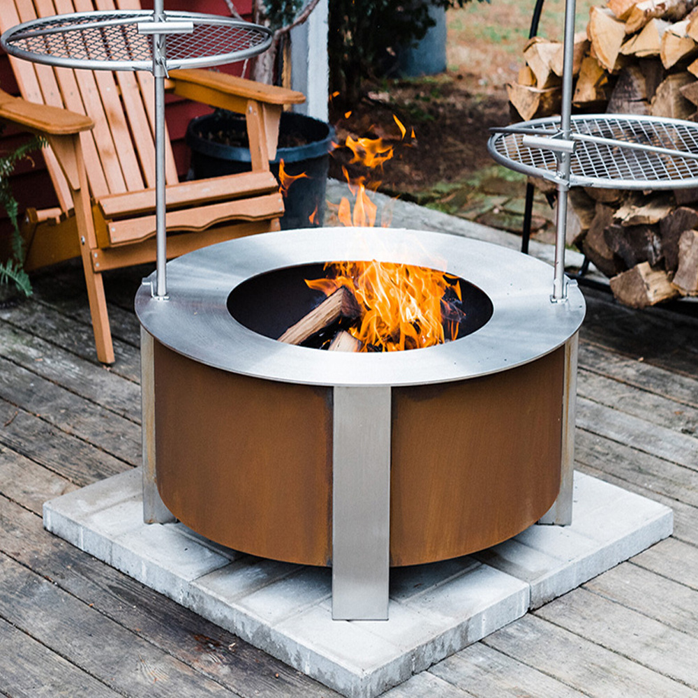 Large Durable Diamond Shape Insert Outdoor Counter Top Bonfire With Accessory Metal Corten Smokeless Fire Pit Stainless Steel