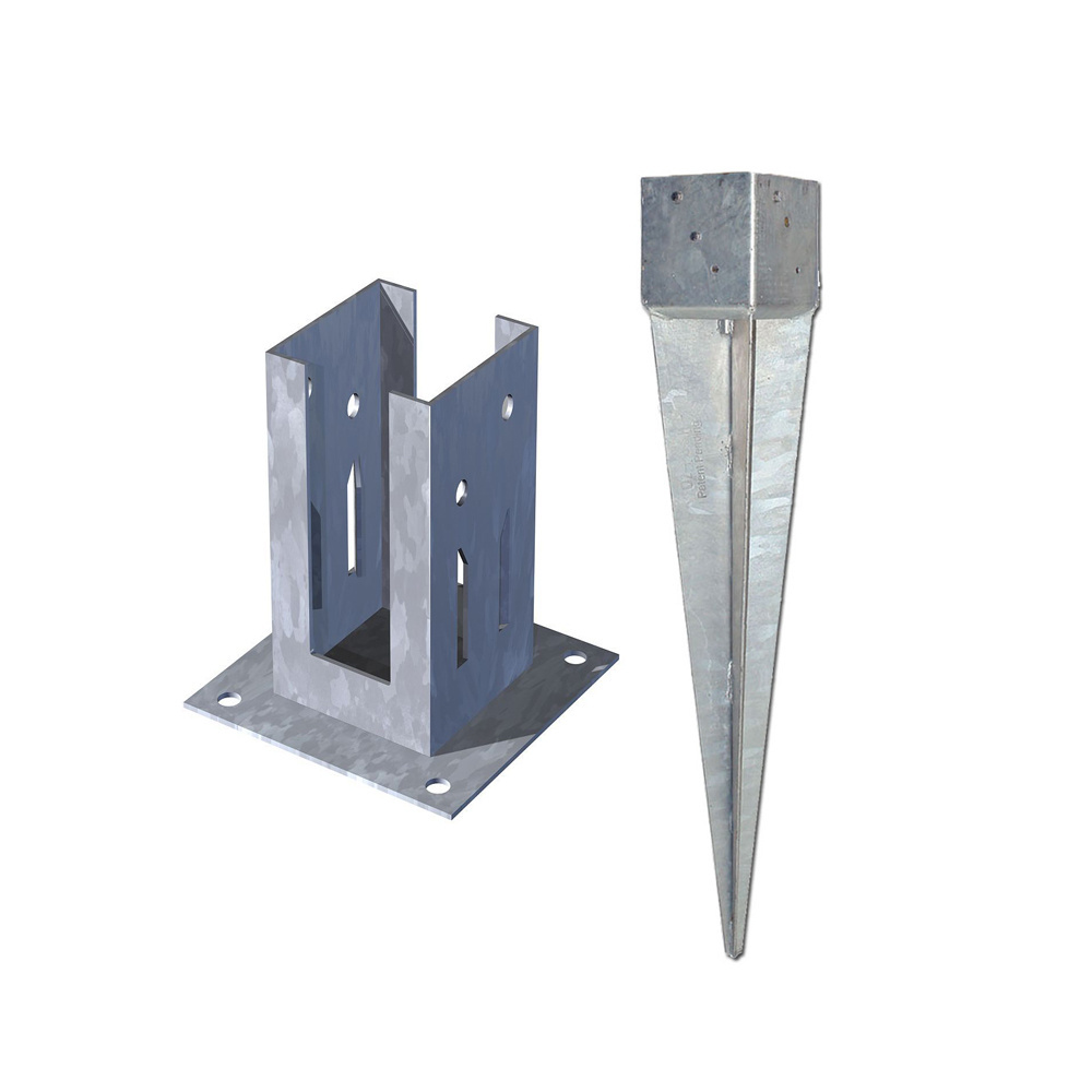 4X4 Concrete Spike Support Bolt Down Above Ground U Shape Round Shape Metal Stainless Steel Fencing Garden Post Holders