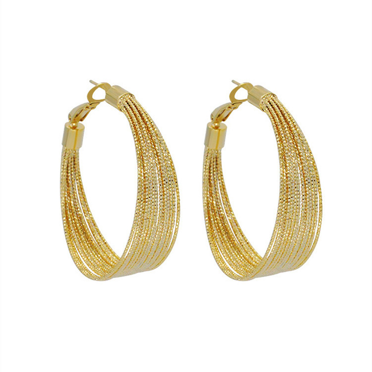 Party Gift Fashion Taki Ladies Round Stainless Steel Jewelry Trendy Hoop Large Gold Plated Big Hoop Earrings For Girl Gift