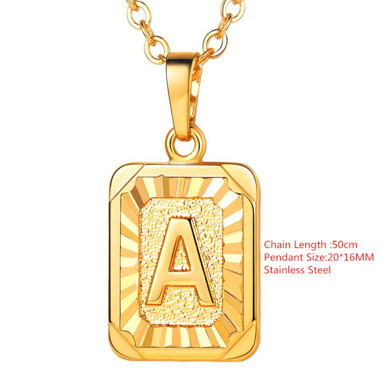 Wholesale English Letters Charm 18k Gold Plated Stainless Steel Chain Initial Letter Alphabet Pendant Necklace Women Jewelry