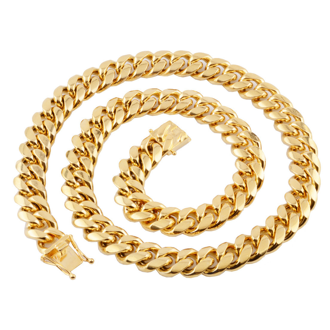 Best High Quality Saudi Thailand 18k Gold Plated Stainless Steel Men Gold Filled 20mm Gold Cuban Chains Necklace Jewelry