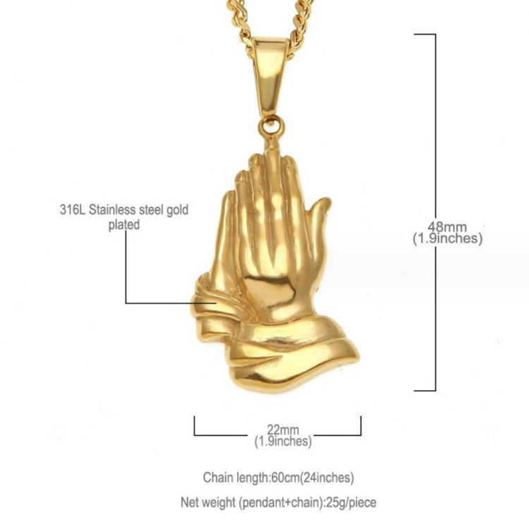 Wholesale Price Fashion Hip Hop Lord Prayer Stainless Steel Gold Pendant Cuban Chains Necklace Jewelry For Men