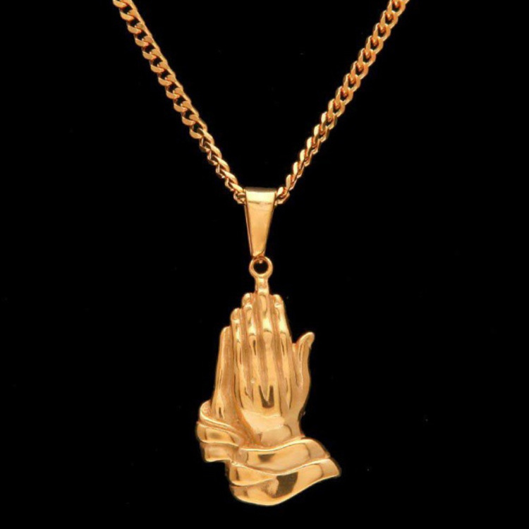 Wholesale Price Fashion Hip Hop Lord Prayer Stainless Steel Gold Pendant Cuban Chains Necklace Jewelry For Men