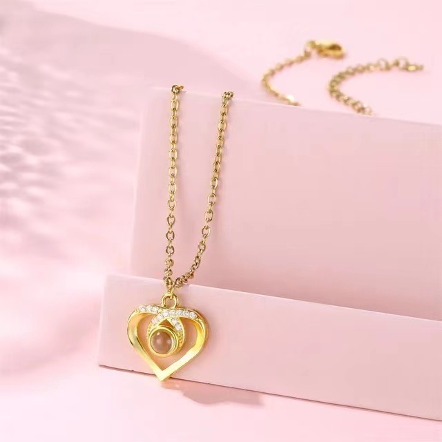 Couple Gift Customized Custom Making Photos 100 Language i love you Projection Gold Plated Fashion Jewelry Necklaces Women