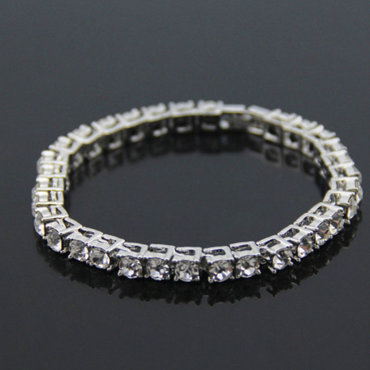 Wholesale Quality Artificial Gold Jewellery Stone Stainless Steel Bangles Plated Full Square cz Tennis Chain Bracelet