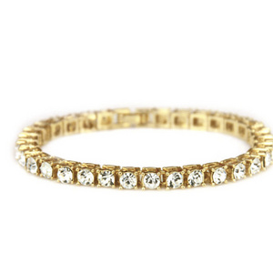 Wholesale Quality Artificial Gold Jewellery Stone Stainless Steel Bangles Plated Full Square cz Tennis Chain Bracelet