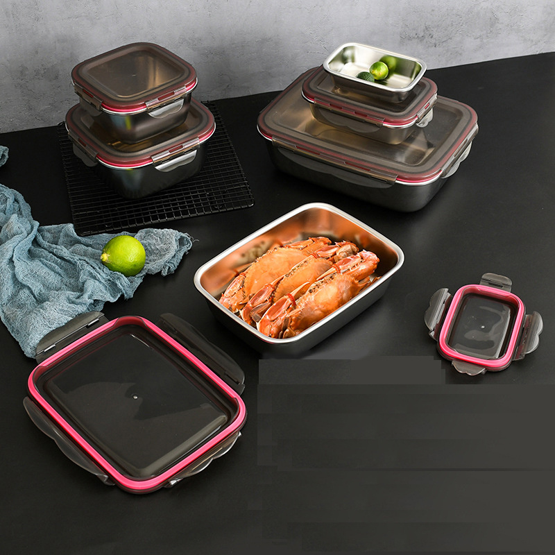 Stainless Steel Food Storage Containers with Lids,Leakproof Bento Lunch Box Containers,Airtight Bento Boxes Stackable