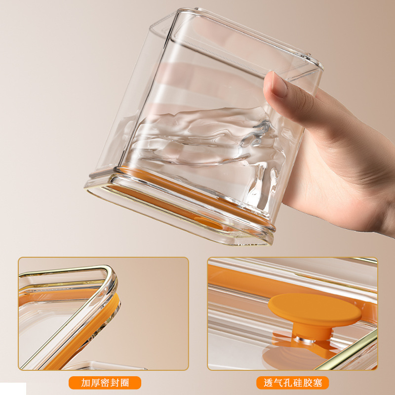 Food Storage Container Pasta Set with Square Air Tight Seal Lid Easy Open Lock Clear Stackable Plastic Canister Jar Organizing