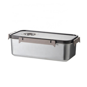 Rectangle stainless steel fresh-keeping box Kitchen lunch box with lid refrigerator dumpling food storage box refrigerated