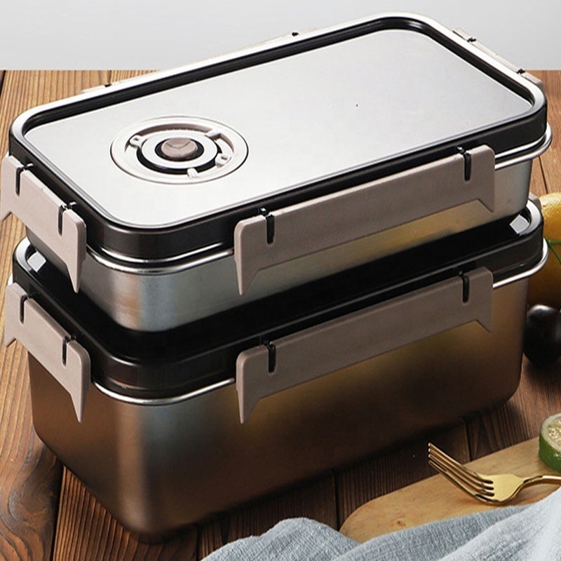 Rectangle stainless steel fresh-keeping box Kitchen lunch box with lid refrigerator dumpling food storage box refrigerated